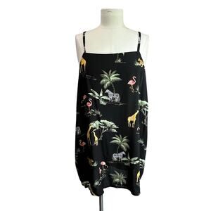 Old Navy Safari Scenic Cami Tunic XXL Black Animal Print Flowy Boho Tank